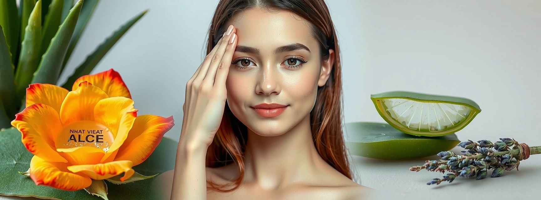 Donna che applica cosmetici naturali con ingredienti freschi