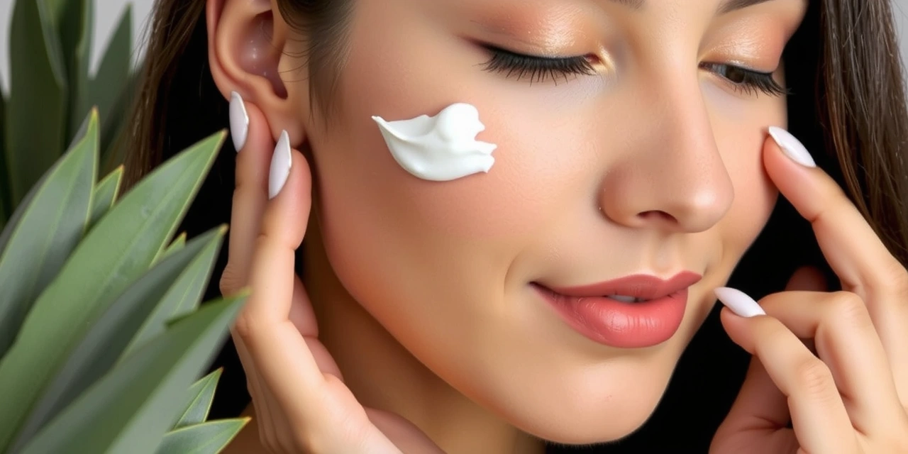 Primo piano di donna che applica cosmetici naturali