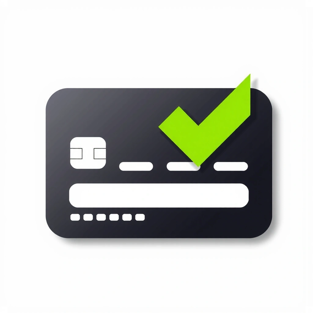 Icona di una carta di credito con un segno di spunta, a indicare il pagamento completato.