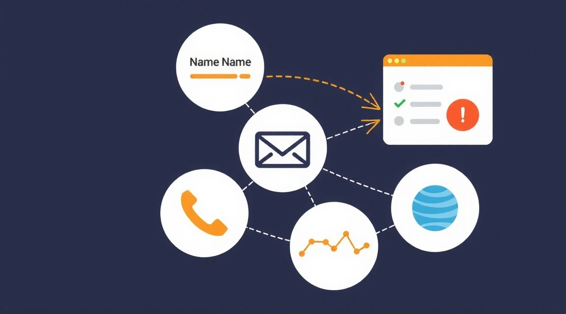 Icona che rappresenta diversi tipi di dati: nome, email, indirizzo, telefono